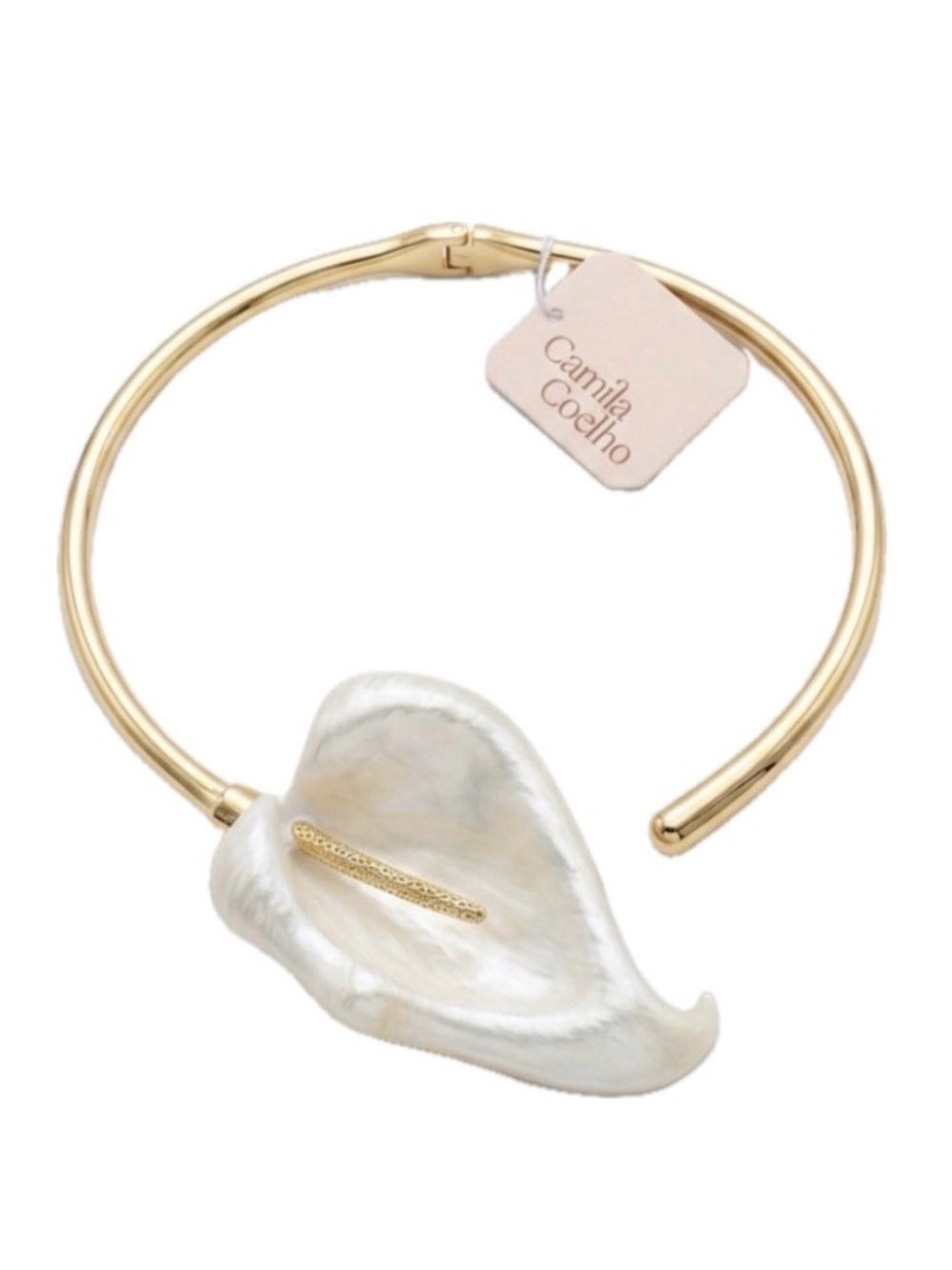 NWT ⚜️🤍⚜️ Camila Coelho Golden Tone Calla Lily Statement Choker Necklace